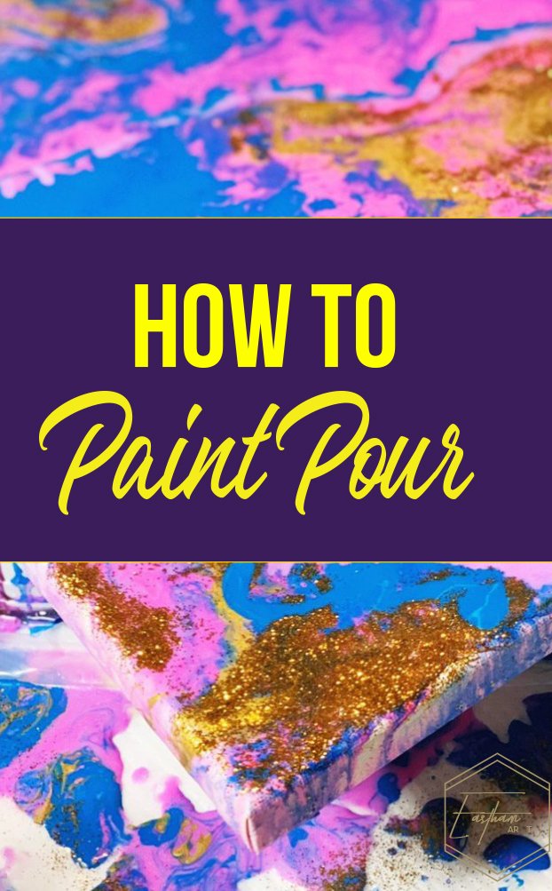 Getting started in fluid painting will be easy with this fun step by step guide in paint pouring.  Create an abstract work of art by pouring acrylic paint! #pourpainting #fluidart