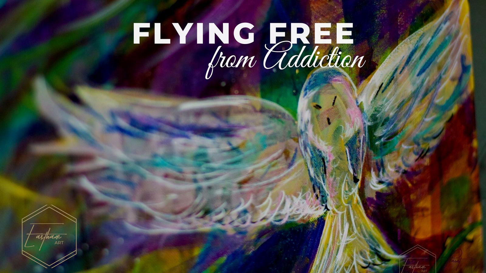 Flying free from addiction owl painting